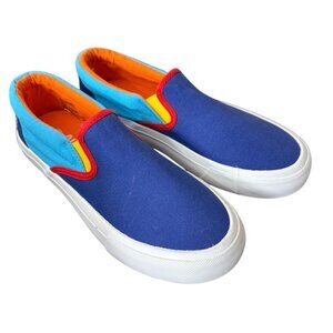 Aldi Gear Canvas Slip-Ons Blue‎ Multi ICONIC Colors Shoes Women's Size 8 NEW!